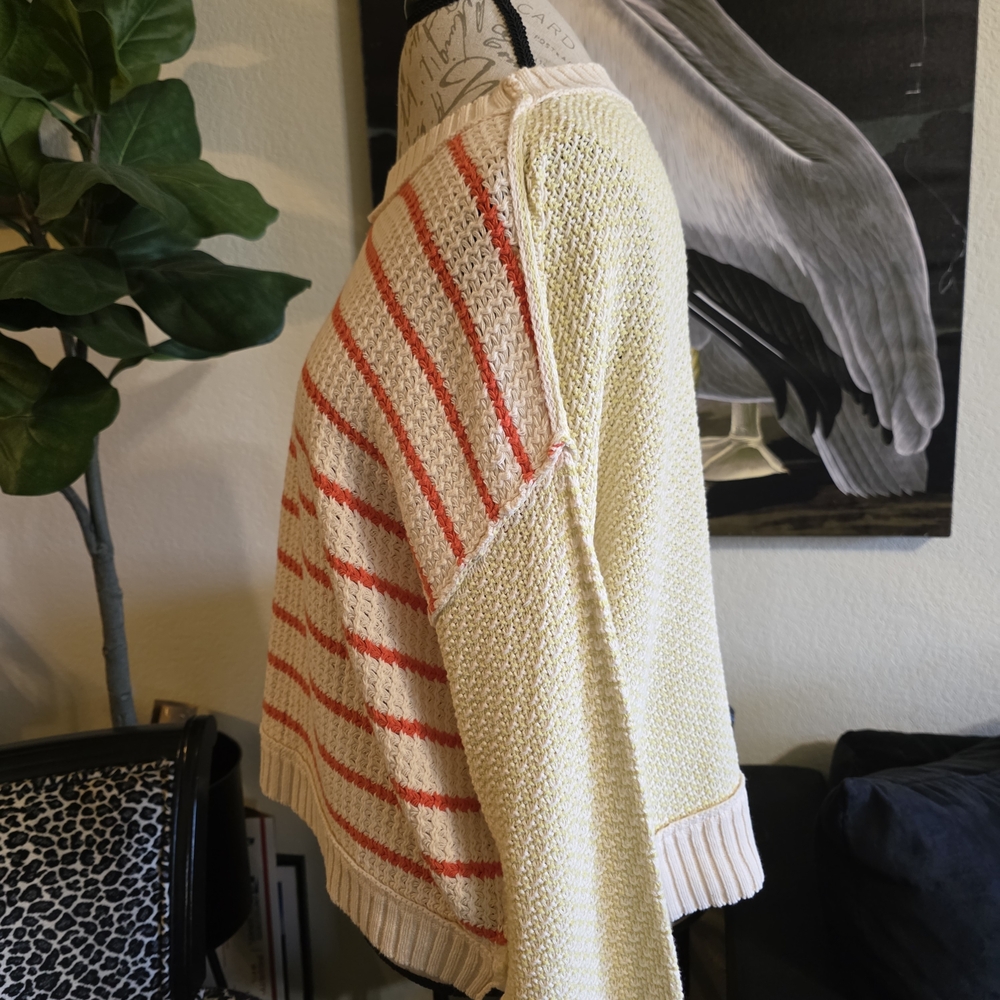 Anthropologie By Together Cable Knit Striped Oversized Sweater - Picture 7 of 10
